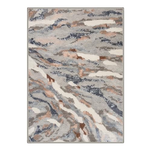 Image of BEIMO Area Rugs 8x10 for Living Room Bedroom, Modern Abstract Machine Washable Rug, Large Soft Low Pile Floor Carpet with Non Slip Backing for Dining Room, Warm Greige