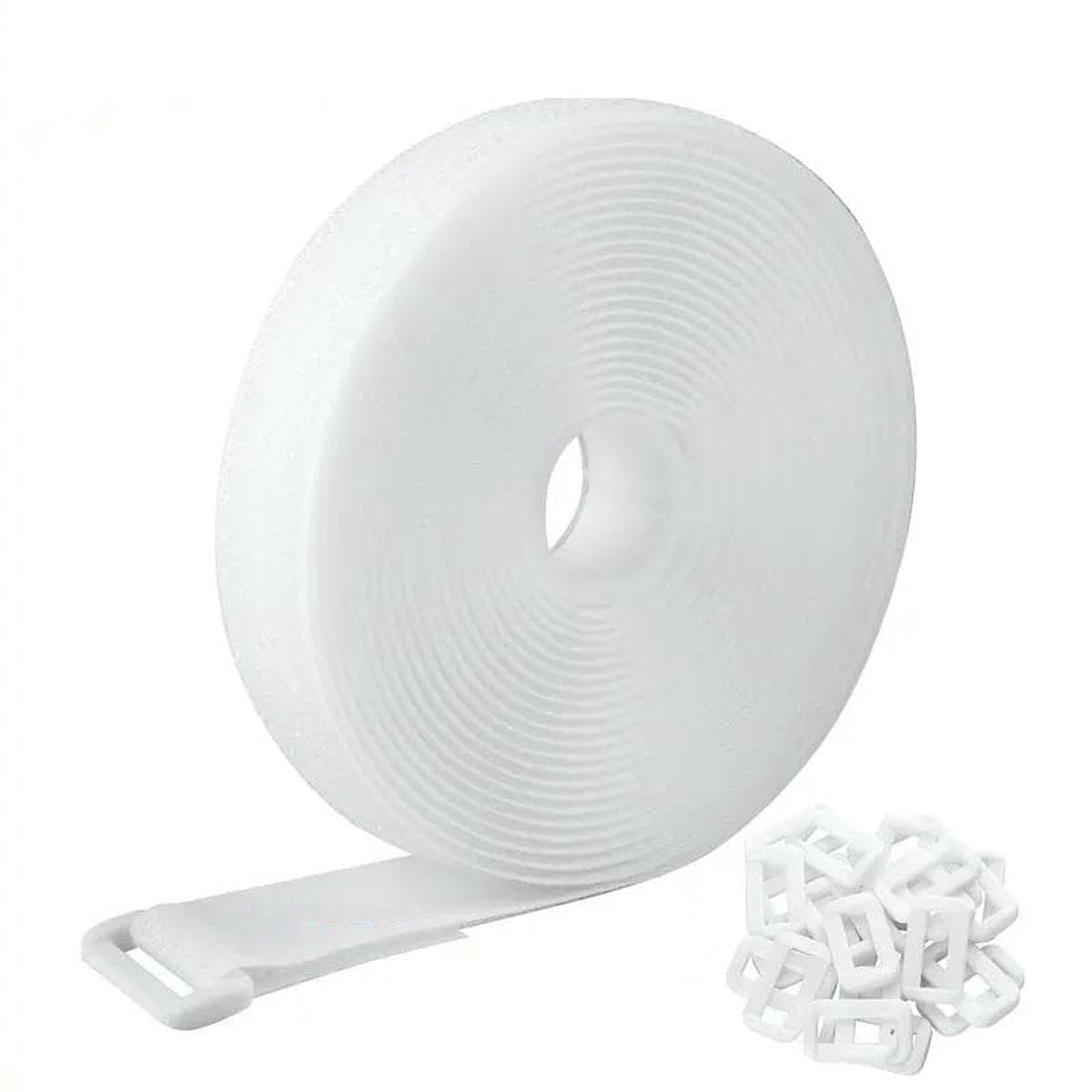 5/2/1Meter Reusable Fastener Hook and Loop Securing Straps with Buckles Adjustable Cable Straps Cut Length Nylon Cable Ties-White Width 20mm-1Meter 5Pcs Buckles