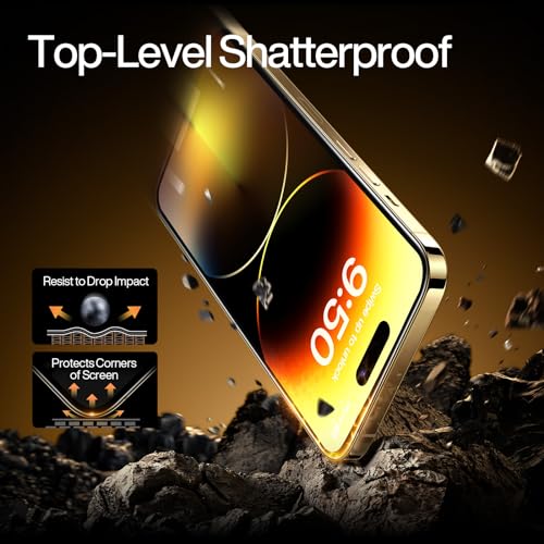 Image of SMARTDEVIL (3+3 Pack HD Clear Screen Protector for iPhone 14 Pro Max with 3 Camera Lens Protectors, 9H Tempered Glass, Shatter-Resistant, SmartPull Dust & Bubble-Free Install Frame, Case-Friendly