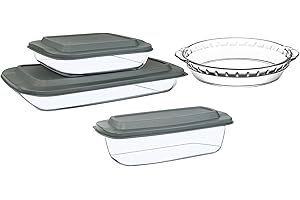 7-Piece Glass Bakeware Set, Baking Dishes, Glass Loaf Pan with Lids