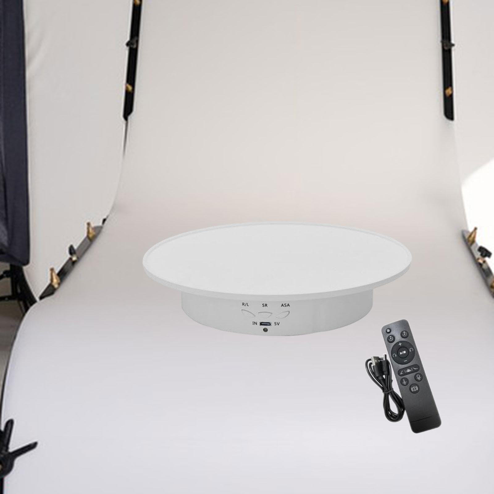 Présentoir Rotatif pour Bijoux, Plateau Tournant Motorisé pour Montres, Bijoux, Sacs, Présentoirs de Produits pour La Photographie, Blanc