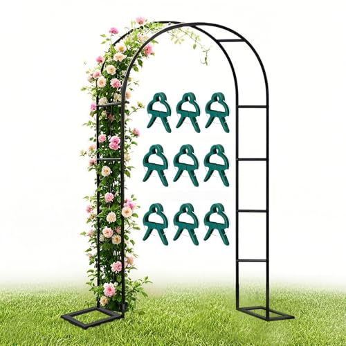 Arche de jardin en acier inoxydable durable – Treillis de roses en métal résistant aux intempéries et support pour plantes grimpantes 180 x 220 cm Tonnelle d'extérieur pour vignes et roses