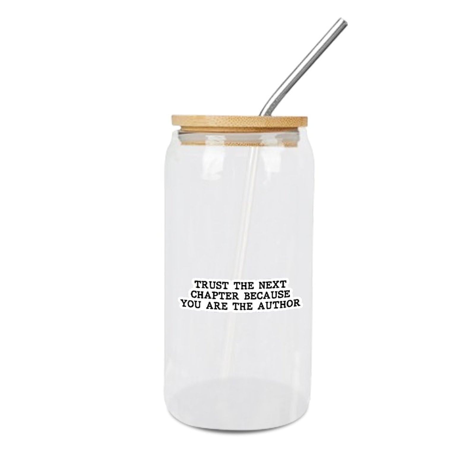 Luckluccy Glass Cups with Bamboo Lids And Straws Trust The Next Chapter Because You Are The Author Glass Cup Cute Glass Cups Cups Great For Women Men Teacher Readers 16 OZ