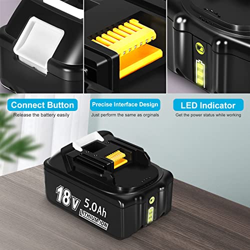 2 Pack 18V 5000Mah Lithium-Ion Replacement Battery For Makita And 14.4V-18V Replacement Charger For Makita Bl1830 Bl1850 Bl1840 #TOP6