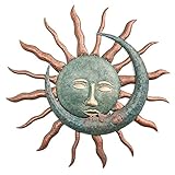 SUBBRY Sun and Moon Wall Art Decor The Sun Kissing The Moon Vintage Hanging Metal Statue Waterproof