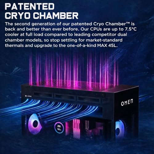 Image of PCONLINE HP OMEN MAX 45L Customized Gaming Tower Desktop, AMD Ryzen 9 9900X3D, GeForce RTX 5090, 32GB-128GB DDR5, 1TB-4TB PCIe M.2 SSD, RGB Light Studio, DP, HDMI, Wi-Fi 7, Windows 11 Home, Black