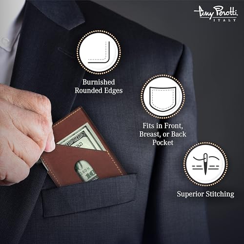 Tony Perotti Italian Leather Wallet - Men's RFID Wallet Slim Design With Quick Access Pop-Up Card Slider - Eco-Friendly Vegetable-Tanned Full Grain Leather Wallet Made in Italy4