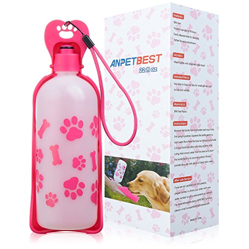 ANPETBEST Dog Water Bottle 325ML/11oz 650ML/22oz Portable Dispenser Travel Water Bottle Bowl for Dog Cat Small Animals…