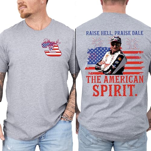 Raise Hell Praise Dale Shirt Dale Earhardt Inspired Shirt American Spirit Racing Tee 4th of July Racing Fan Shirt (US Alpha Large Sport Grey)