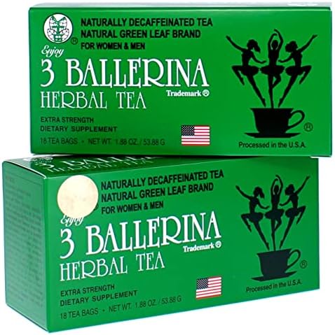 3 Ballerina Tea Extra Strength 18 Tea Bags, drink, 36 Count, (Pack of 2)