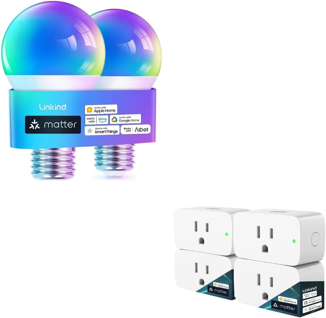 Matter Smart Plug 4 Pack Matter Smart Light Bulbs 2 Pack