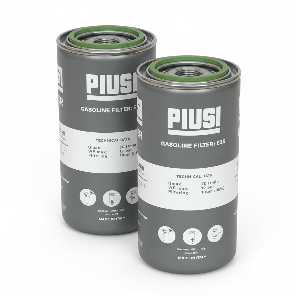 PIUSI Filtro Benzina, Diesel ATEX E25 Cartuccia Ricambio 10 micron, 2 pezzi | Filtro gasolio, per gasolio e benzina e olio e acqua