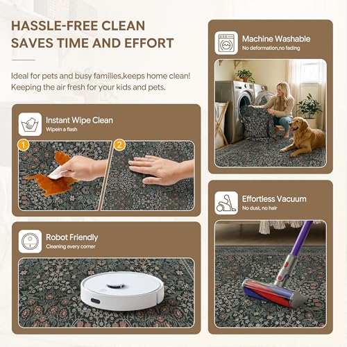 58% Off HUGEAR Vintage Floral Machine Washable Runner Rug