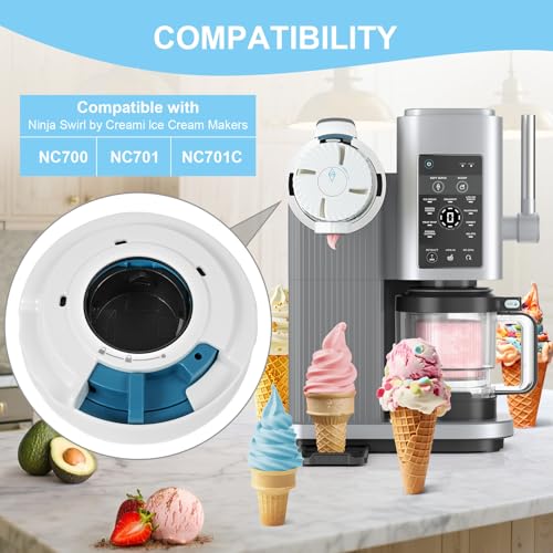 Image of Dispense Lid & Swirl Press Assembly for Ninja Creami NC701 Series - BPA-Free, Dishwasher Safe,Dispense Lid Fits Ninja Swirl Ice Cream & Soft Serve Makers