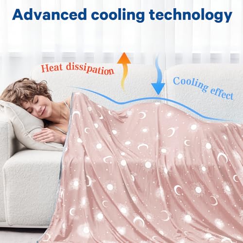 Image of inhand Cooling Blanket Throw(50 inchx60 inch) - Double Sided Cooling Blankets for Hot Sleepers, Cool Soft Lightweight Summer Blanket for Beach, Sofa Bed Couch, Room Decor, Gifts for Women Men Sakura Pink