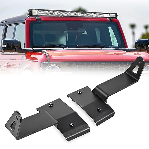 Image of Nilight 2PCS 50 inch Straight LED Light Bar Mounting Bracket Over-Windshield Mount Kit for 2021 2022 2023 2024 2025 2026 Ford Bronco 2 /4 Door Black(1 Pair)