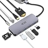 ICZI usb type c ハブ hdmi MacBook Pro Air usb-c 10-in-1 USB C ドッキングステーション HDMIポート VGAポート PD 充電対応 1000Mbps LANポート SD /TFカードリーダー USB3.0ポート*4 マルチ変換アダプター macbook pro/Surface Go/MacBook Pro 2018/2019/Huawei P30/Goole Chromebook/MacBook Airなど対応