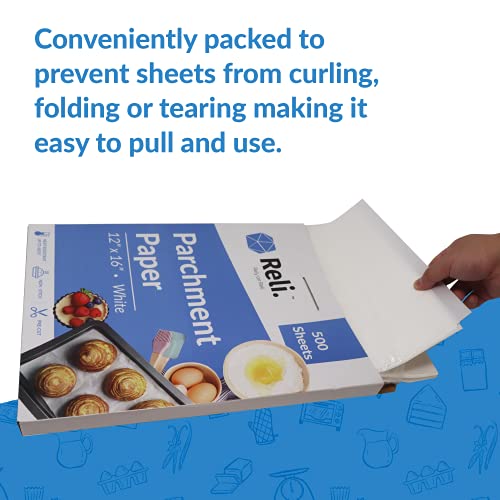 Reli. 500 Pcs Parchment Paper Sheets, Bulk | 12X16 In. | White Parchment Sheets/Baking Sheet Paper | Non-Stick, Pre-Cut Pan Liners | Parchment Paper Sheets For Baking, Air Fryer, Grilling #TOP5