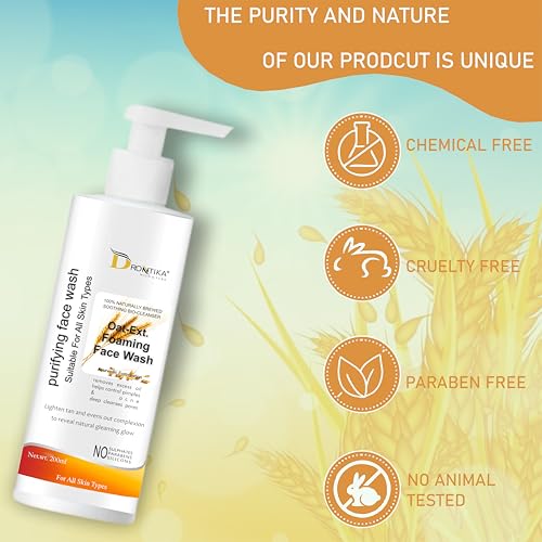Image of Drontika Wild & Pure Oat & Niacinamide Face Wash - Hydrating Cleanser with Seabuckthorn & Willow Bark | For Smooth, Even Skin - 200ml