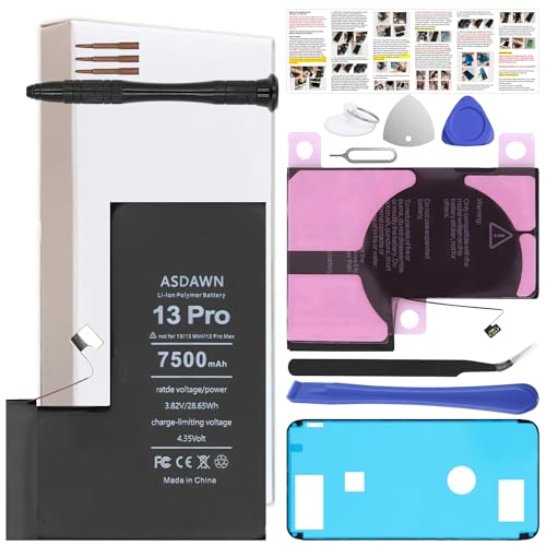 ASDAWN 7500mAh Battery for iPhone 13 Pro A2638 A2483 A2636 A2639 A2640 (Not for 13 Mini/ 13/13 Pro Max) Upgraded Higher Capacity for iPhone 13 Pro Battery Replacement