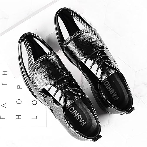 Men's High Gloss Oxford Lace Up Casual Loafers Business Trendy Patent Leather Dress Shoes4