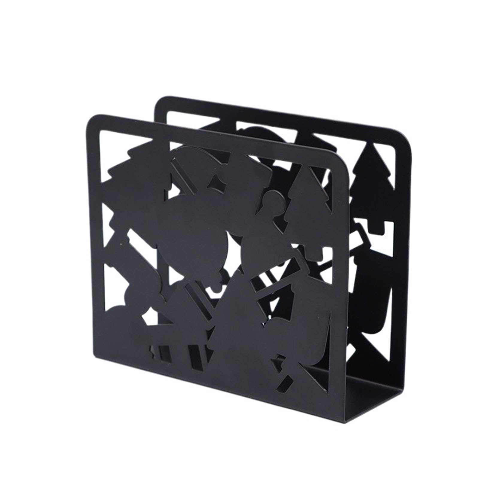 Napkin Holder Black Creative Premium Napkin Holder, Openwork Design, Iron Metal Tissue for Hotels and Restaurants(Black-08)