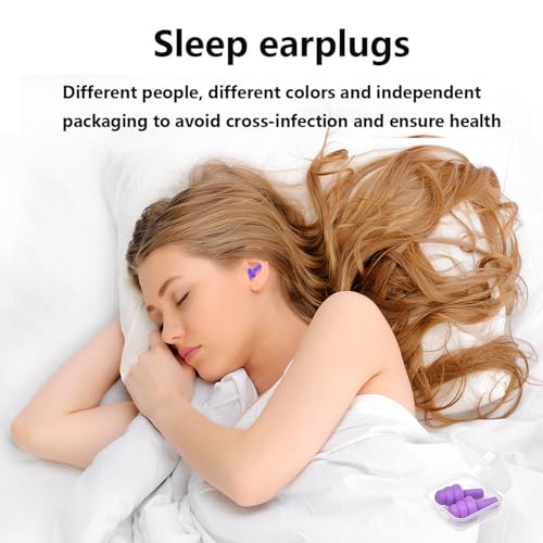 Image of Earplugs for Sleeping Noise Cancelling, Reusable Ear Plugs- Super Soft, Silicone Ear Plug, for Sleeping 8 Pairs, Swimming, Snoring, Concerts, Work, Noisy Places (8 Colors)