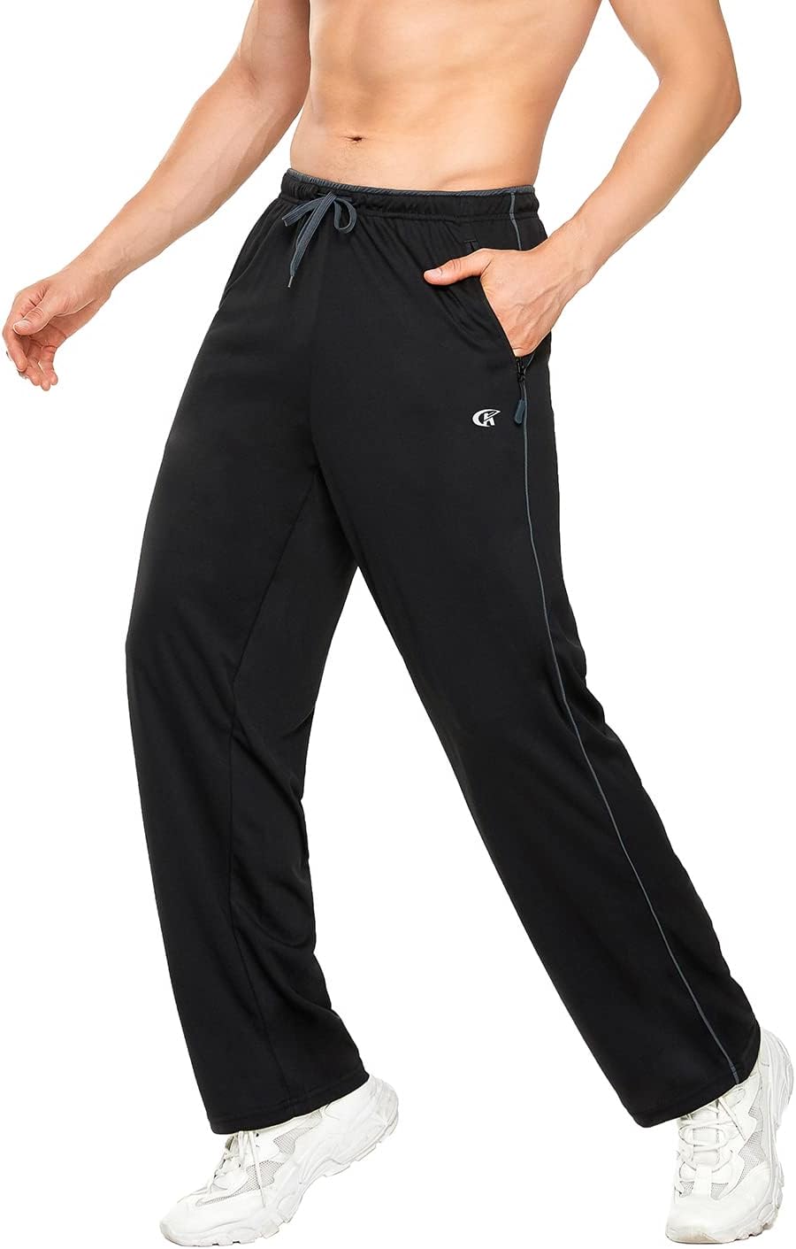 Men's Jogging Bottoms Straight Leg Tracksuit Bottoms Open Hem Loose Fit Lightweight Quick Dry Jogging Pants