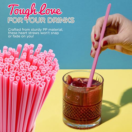 100 pitillos rosas en forma de corazón desechables miniatura 6