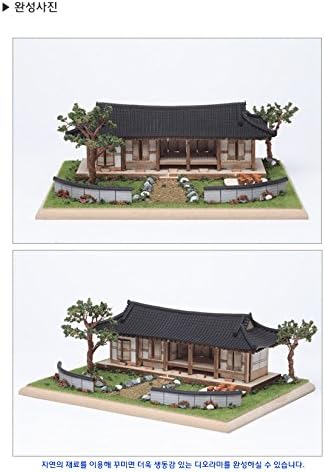 K-Crew] Desktop Wooden Model Kit Korean Traditional Tile-Roofed House