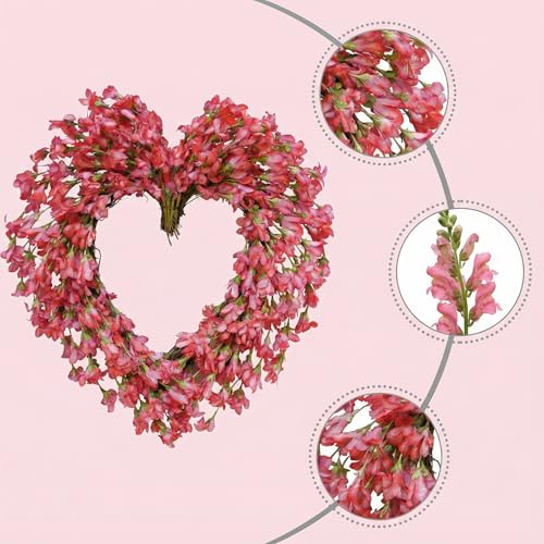 CIR OASES Valentine’s Day Wreath for Front Door, 20 inch Red Artificial Forsythia Heart Wreaths with Bow, Spring/Summer Front Door Wreath for Wedding Window Home Wall Indoor/Outdoor Decor by CIR OASES - Image 2