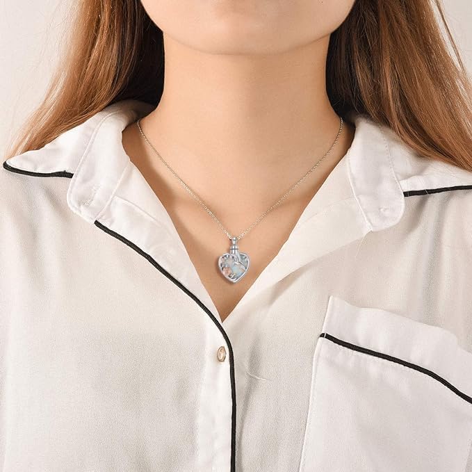 Urn Necklaces for Ashes for Women 925 Sterling Silver Heart Cremation Hummingbird Cardinal Opal Pendant Jewelry Gifts - Image 3