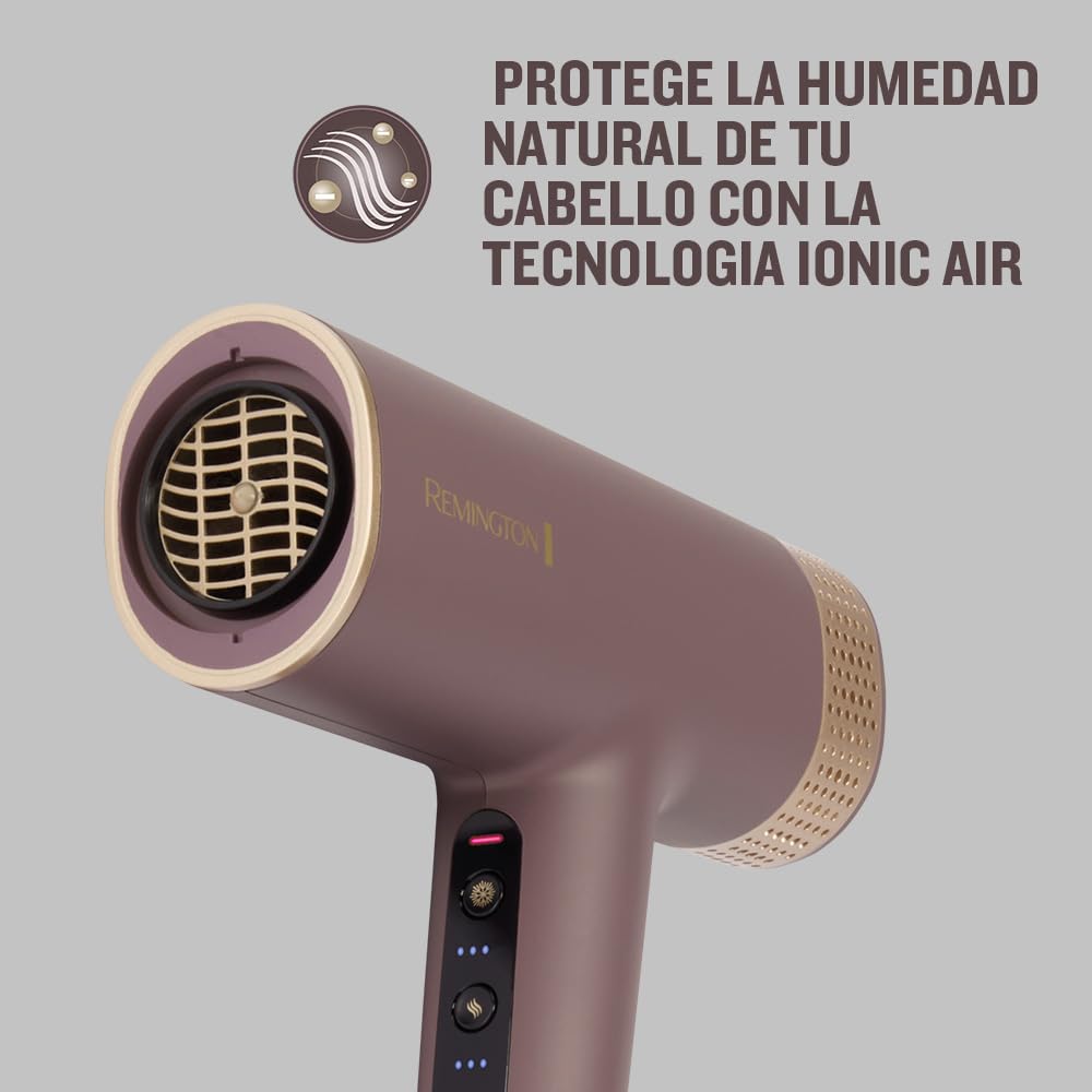 Remington secador AIRvive (motor brushless digital, iónico, silencioso, 240 km/h) difusor y concentrador (tecnología Ionic Air antiencrespamiento, 12 combinaciones de temperatura y velocidad) EC8930