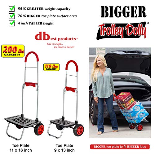 Dbest Products Bigger Trolley Dolly Cart, Red Shopping Grocery Foldable Cart #TOP1