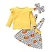 BIBOKAOKE Baby Kleidung Mädchen T-Shirt Top Rüsche Langarm Oberteile Hosenträger Rock Stirnband Baby Neugeborenen Set Mädchen Outfit Sommer Babykleidung Set Halloween Baby Spielzeug