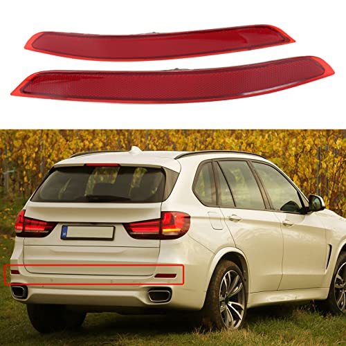 Image of EVGATSAUTO Rear Bumper Reflector, 2PCs Rear Tail Bumper Reflector Assembly Decorative Replacement for X5 F15 2014 2015 2016 2017 2018 63147290091 63147290092