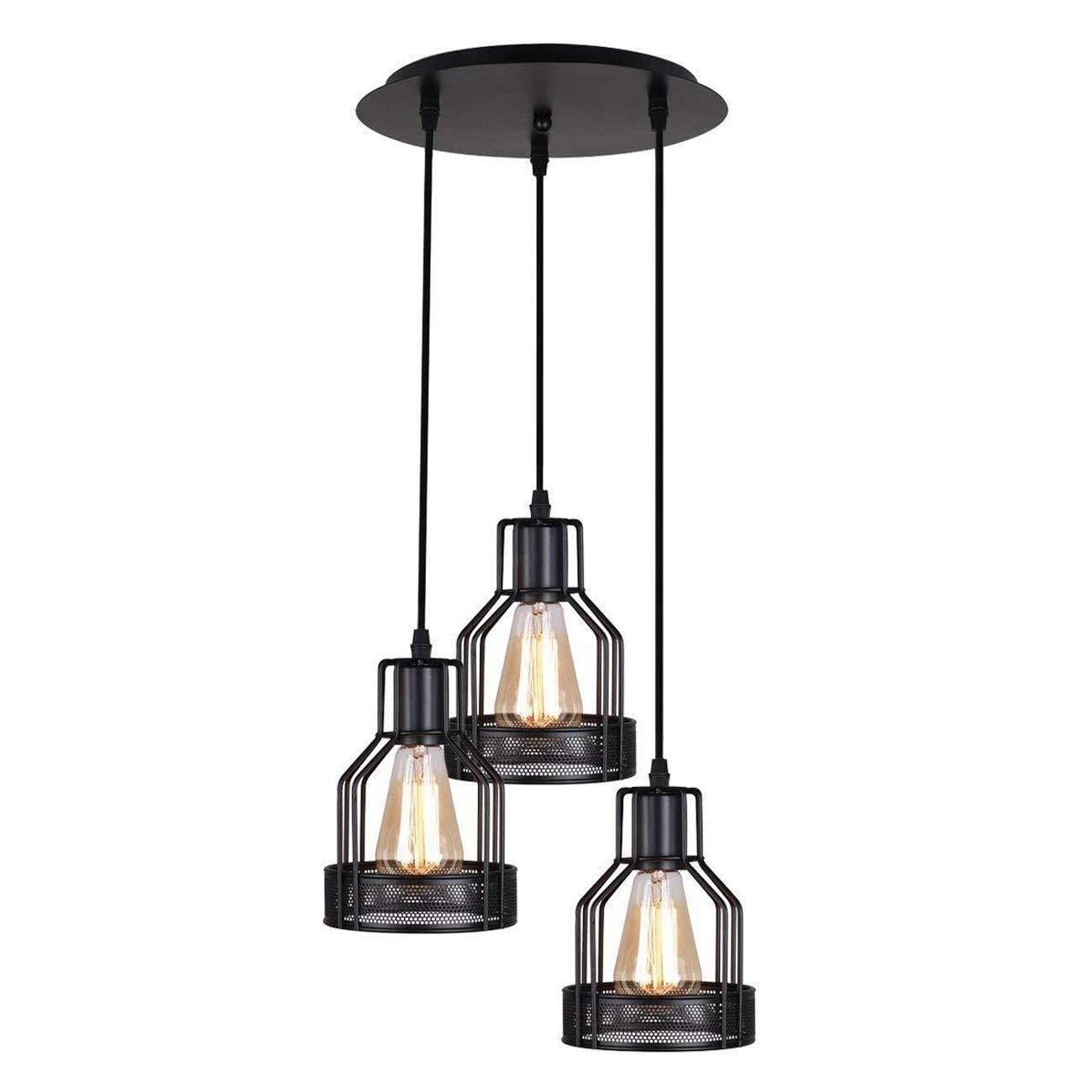 Petite lampe de bar industrielle suspendue luminaire 3 têtes
