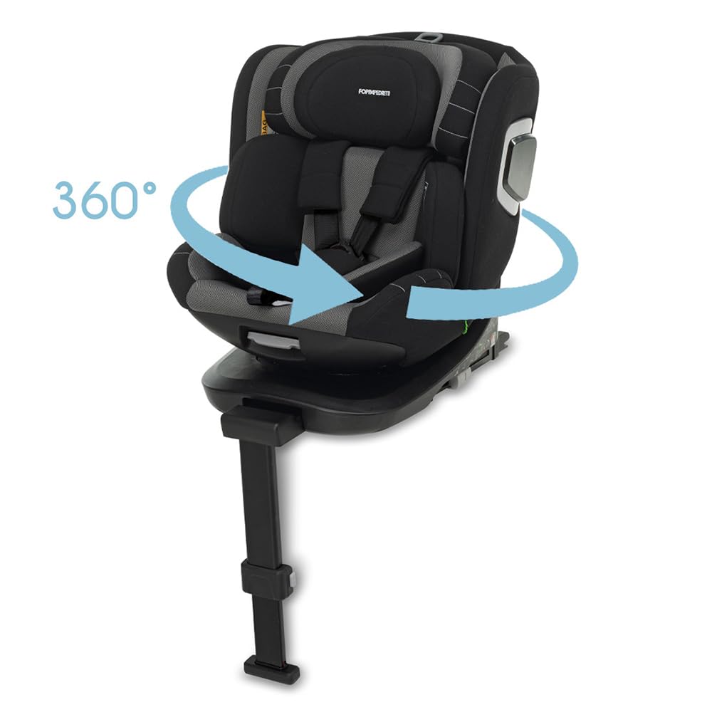 Foppapedretti Iturn PRO i-Size seggiolino auto girevole 360° per bambini da 40 a 150 cm di altezza, Black
