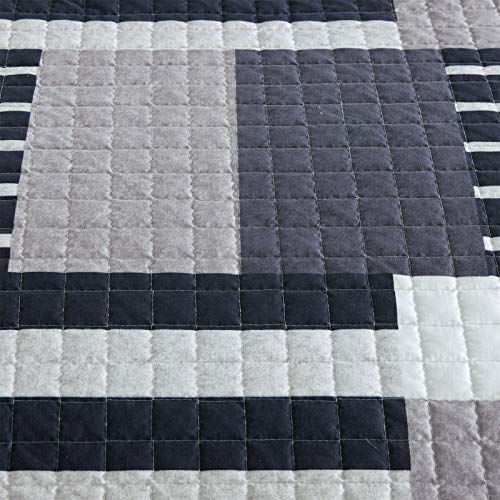 WOLTU BD12m04,1 Bedsprei patchwork in polyester,Sprei comfortabel 240x260cm omkeerbaar Blauw+Wit - Image 6