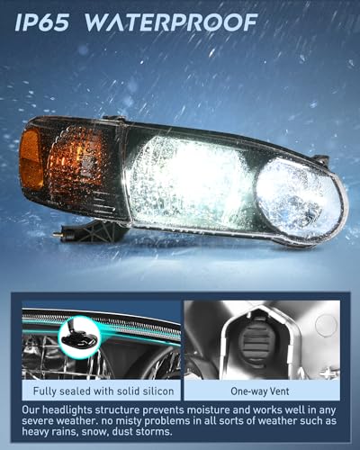 Image of Nilight Headlight Assembly Compatible with 2001 2002 Toyota Corolla Replacement Headlamp Black Housing Amber Reflector Driver and Passenger Side