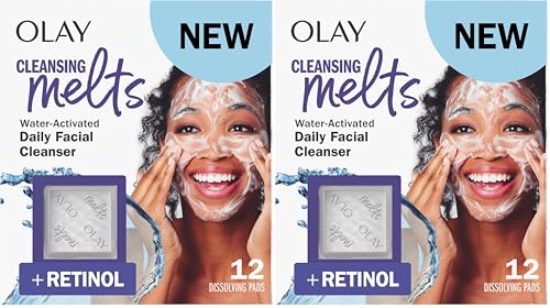 Olay Cleansing Melts + Retinol Face Cleanser, 12ct, Water-Activated Face Wash Cleans, Tones, and Refreshes Skin, (Pack of 2) - image 1