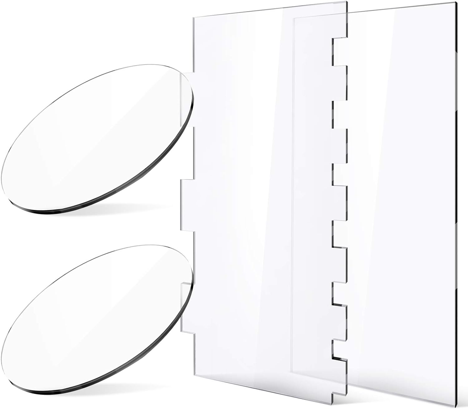 BPA4 Pieces Cake Decorating Tools Set Including 2 Pieces 6 Inches Acrylic Cake Discs with 2 Pieces 9.45 Inches Acrylic Cake Scraper Smoother Decorating Comb for Bake and Art Cake Craft