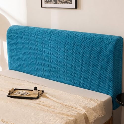 Image of HOMETHREADS Stretchable Lycra /Velvet Headboard Cover | Soft, Dust-Proof & Wrinkle-Resistant Bed Back Protector | Fits Leather, Wooden & Fabric Bedsides | for 6ft to 6.5ft Beds | (Blue,175x65cm)