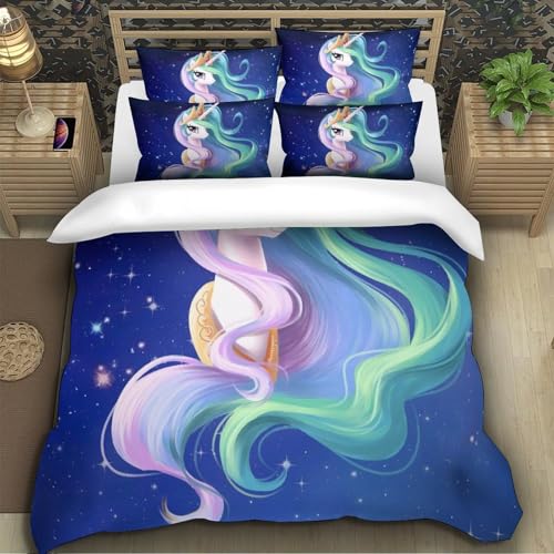 Housse de couette licorne super king 260x220 cm en microfibre douce