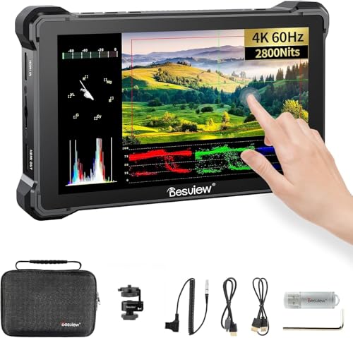 Desview R7III - Monitor per fotocamera, 7 pollici, ultra alta luminosità, 2800 nit, 4 K, 60 Hz, touch screen 1920 x 1080, HDMI 2.0, IPS, LCD 3D, LUT, con doppia batteria, 10 bit, 8 V, DC Out (R7II 7