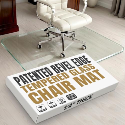Image of Tempered Glass Office Chair Mat for Carpet & Hardwood, 36 inch x 46 inch, Starphire