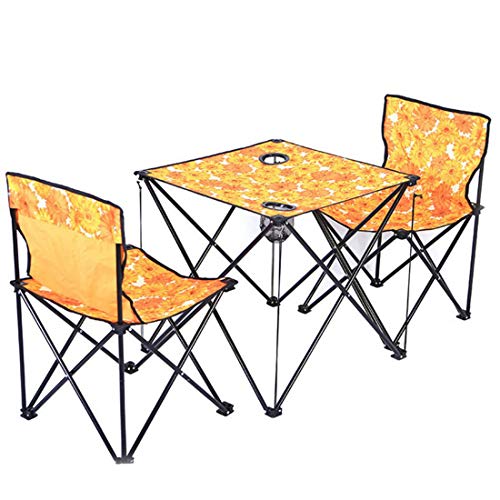 ERSD Outdoor Camping Table Chair Suit/Multi-functional Folding Table And Chair Multifunctional Outdoor Folding Chair Beach Chair Portable Fishing Camping Backrest Folding Chair (Color : Yellow)