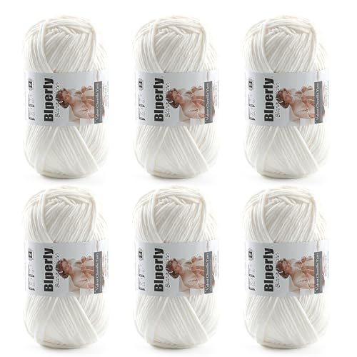 Image of Skinny Chenille Yarn for Crocheting and Knitting, 6 Pack of 50g /158yds - 948yd Total, Soft Fluffy Yarn for Crochet Amigurum & Baby Blankets, Thin Chenille #2 Plush Crochet Yarn (6, Cream)