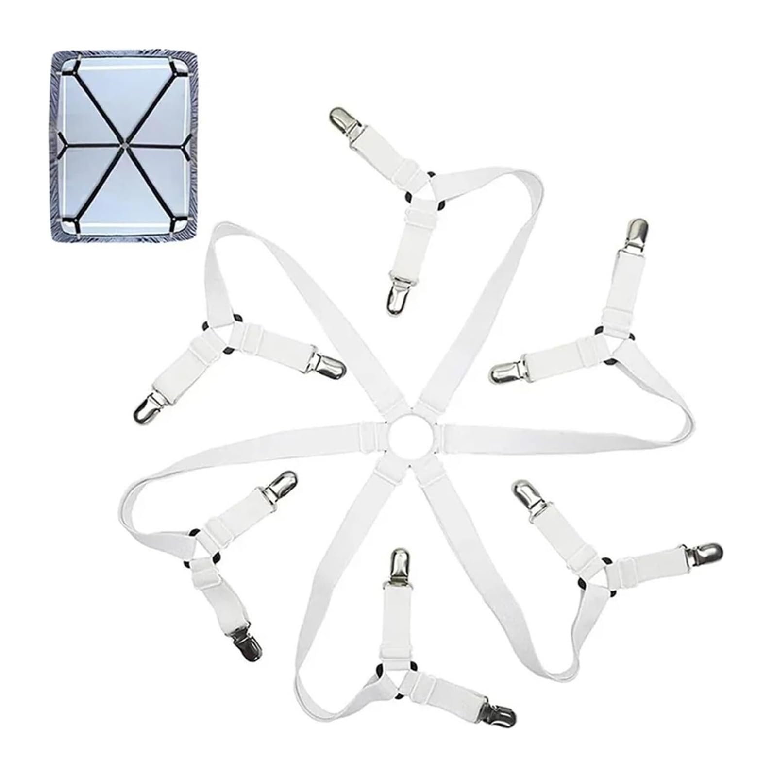 Pinzas for Sábanas Elásticas Antideslizantes Cinturón 12 Clips Multicolor(12 Clips White)