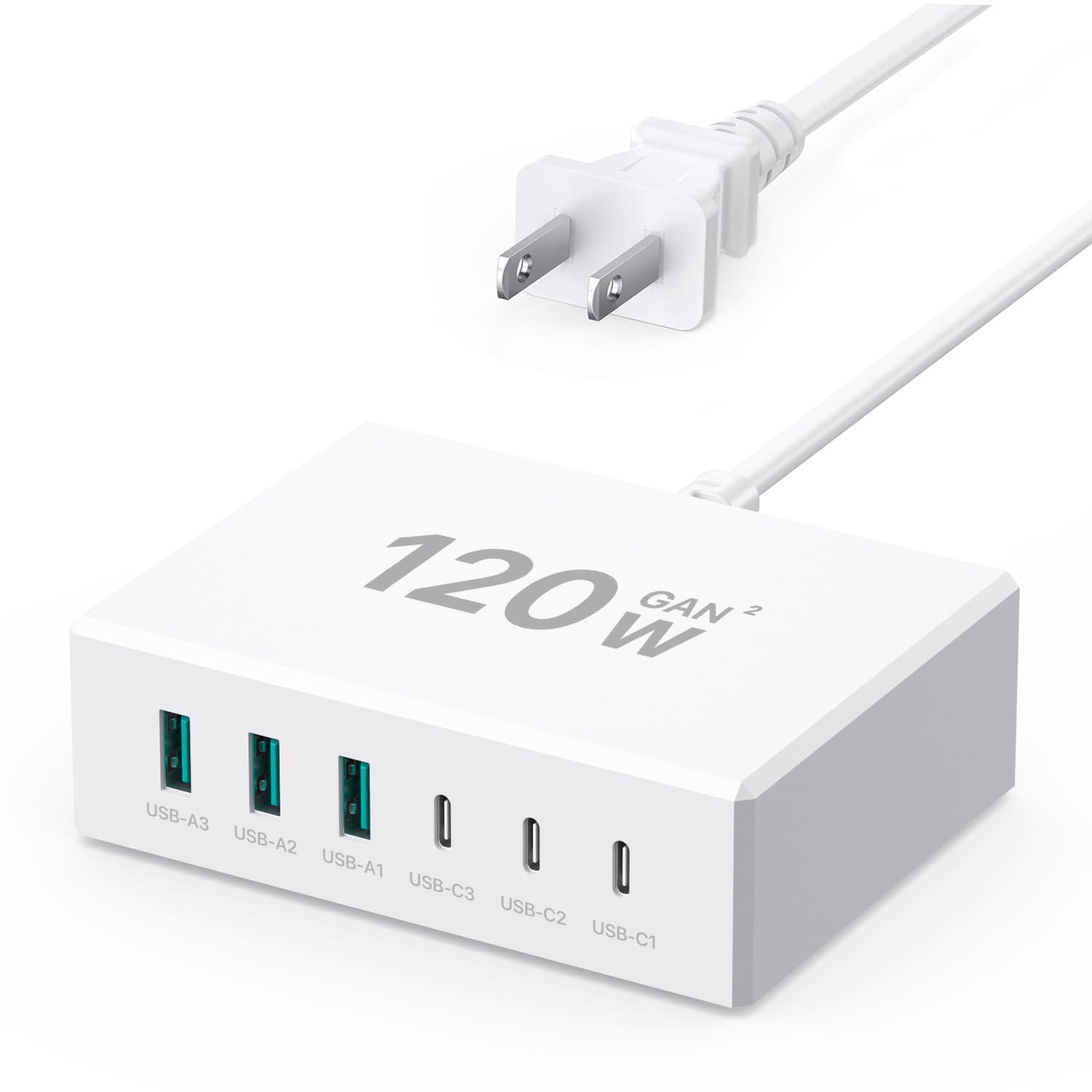USB C Charger Block, USB C Charging Station 120W 6 Port PD USBC and QC USBA Multiport, USBC Power Adapter Compatible with iPhone 16/15/14/13/12/11/iPad/Samsung/Tablet/Other Devices